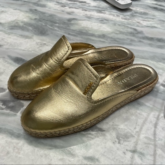 PRADA espadrille slides in gold - Picture 1 of 7